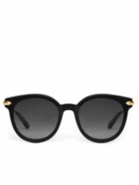 KREWE Black Round Sunglasses with Gold Hardware